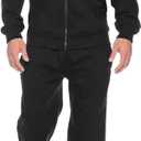 COOFANDY Academy Warm Up Tracksuit Long Sleeve Zipper Drawstring Casual Jacket Sweatsuit Set for Men Black, 3XL