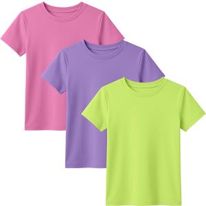 3 Pack Toddler Short Sleeve Tops | Crew Neck, Slim Fit, Summer Tees, Basic, Cute, Casual Tops, for Kids 18M-5T