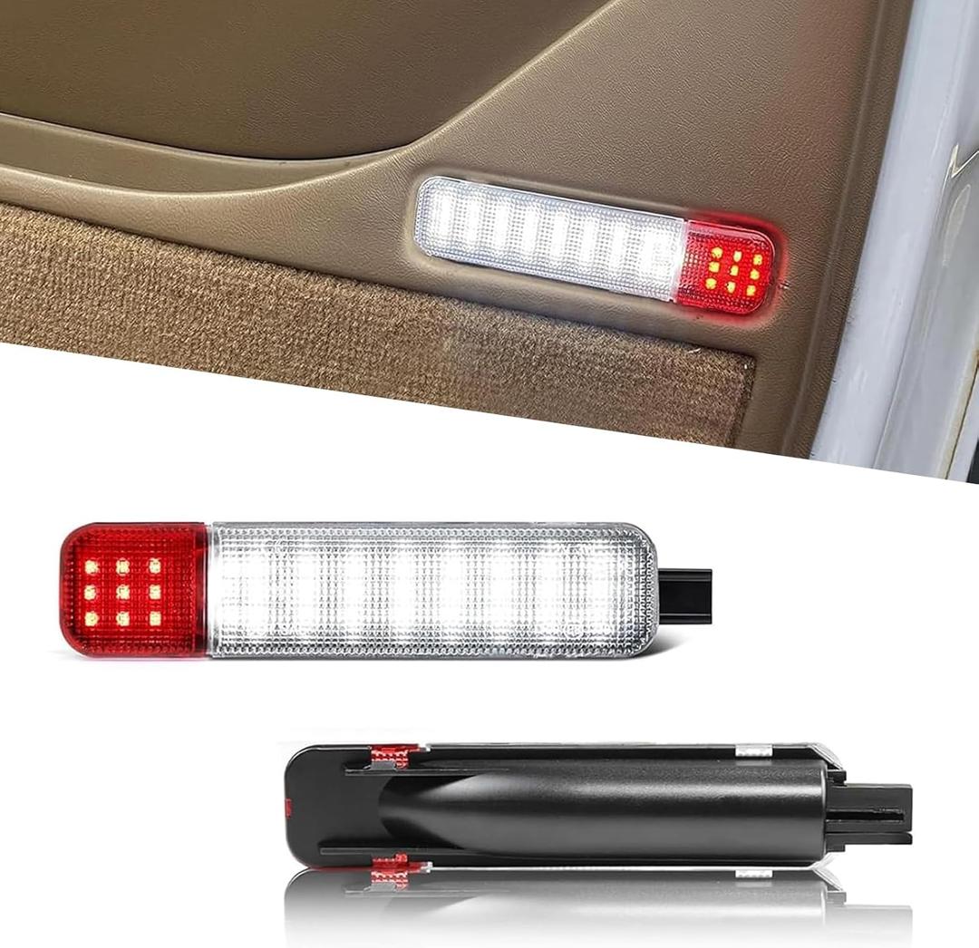 2 PCS Car LED Warning Anti-collision Light, 6.18" x 1.26" x 1.22" Fireproof PC Shell Vehicle Side Door Panel Welcome Light, for Chevrolet Taher Silverado Saaban GMC Cadillac Hummer (White)