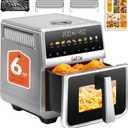 Air Fryer 6 Qt, All Metal Air Fryer, Stainless Steel Housing& Full Metal Inner Pot, PTFE and PFAS Free, 9 Digital One-Touch Cook Functions,120F~450F, 1700W, 6 quarts
