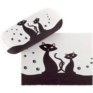 Glasses Case Black Cats Present Cleaning Cloth Spectacle Cases Lightweight Stable Art
