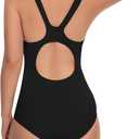 Beautikini Period Swimwear One Piece Leakproof Athletic Racerback Swimsuit Menstrual Sporty Bathing Suit for Teen Girls Women (Small, Black)