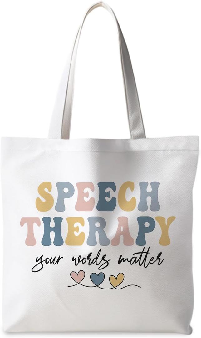 Motivational Canvas Tote Bag,Positive Affirmation Gifts for Women Men Reusable Grocery Shopping Tote Bag Purse (Speech Therapy)