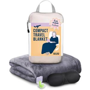 SMART TRAVEL Travel Products Cozy Warm Compact Travel Blanket Travel Blanket Airplane Compact with Bag Travel Essentials for Airplane Long Flight Essential for Woman,Men,Kids