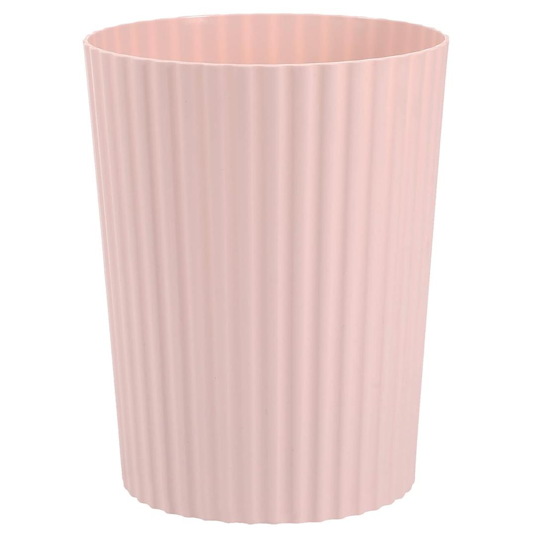 JiatuA Small Trash Can Plastic Wastebasket Round Garbage Container Bin for Bathroom, Kitchen, Bedroom, Home Office, College Dorm, Pink (1.8 Gallons)
