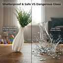 Drop-Resistant Plastic Vase with Fake Plants - Modern Farmhouse Decor Pottery Centerpiece - Small Vase for Living Room Coffee Table Bedroom Kitchen Shelf & Dining Gift