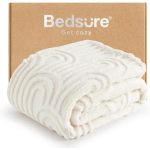 Bedsure Fleece Throw Blanket for Women - Super Soft & Cozy, Fluffy Blankets for Girls, Ideal for Couch & Bed, White, 50x70 Inches