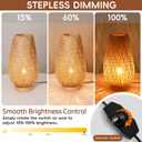 Boho Bamboo Table Lamp, Dimmable Rustic Farmhouse Hand Wicker Desk Lamp Bedside Lamps Night Light Decorations for Bedroom, Living Room, Home Office, Nursery, Reading Nook (Bulb Included)
