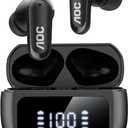 AOC Noise Cancelling Wireless Earbuds, 39dB ANC, 45H, LED Display, Black | in Ear Bluetooth 5.4 Headphones with 6 ENC Mic, Transparency Mode, Deep Bass Sound, 36 EQs via App, Fit for Sports, Commuting