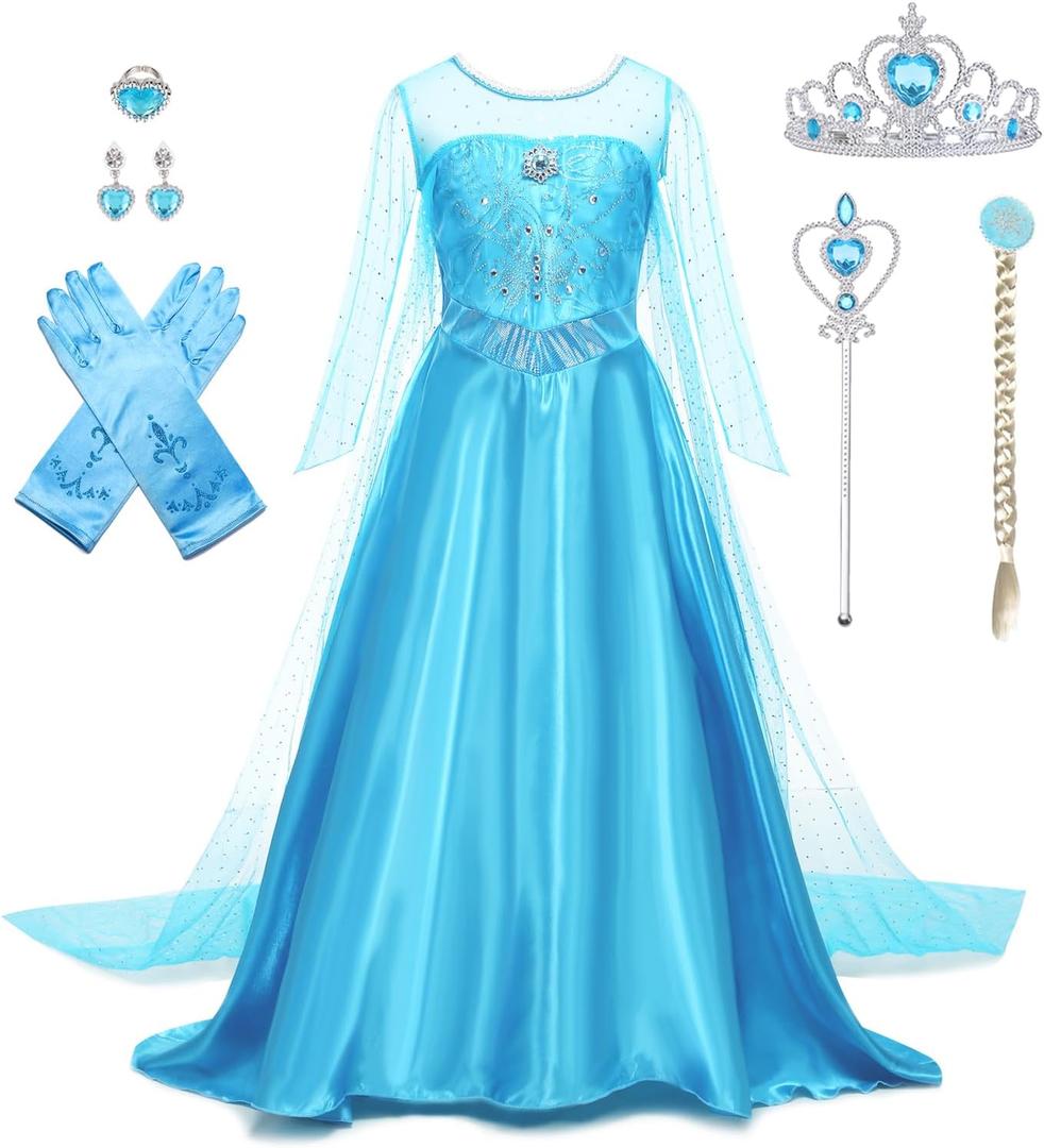 Princess Dress for Girls Luxury Princess Dress Up Halloween Cosplay Princess Costume Fancy Dress Birthday Outfit, 4-5 Years