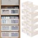 Linen Closet Organizers And Storage, 10 Pack Closet Storage Bins Linen Closet Baskets for Closet Organization Foldable Closet Organizer Bins with Clear Window For Organizing Clothing, Jeans, Shelves