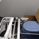 Folding Bedside Commode with Wheels, Padded Shower Chair with Bucket, Rolling Shower Commode Chairs with Soft Backrest, Bedside Commodes for Senior & Handicap