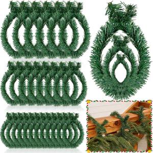 Zhengmy 30 Pcs 14 20 25 Inch Christmas Garland Ties Artificial Pine Needles Flexible Pine Stems Twist Wired Tree Branches for Christmas Stairs Railing Banister DIY Craft Gift Wrapping