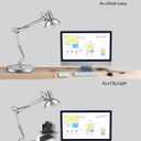 LEPOWER Metal Desk Lamp, Adjustable Goose Neck Architect Table Lamp with On/Off Switch, Swing Arm Desk Lamp with Clamp, Eye-Caring Reading Lamp for Bedroom, Study Room &Office (Silver)