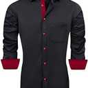 J.VER Men's Casual Long Sleeve Stretch Dress Shirt Wrinkle-Free Regular Fit Button Down Shirts, Large