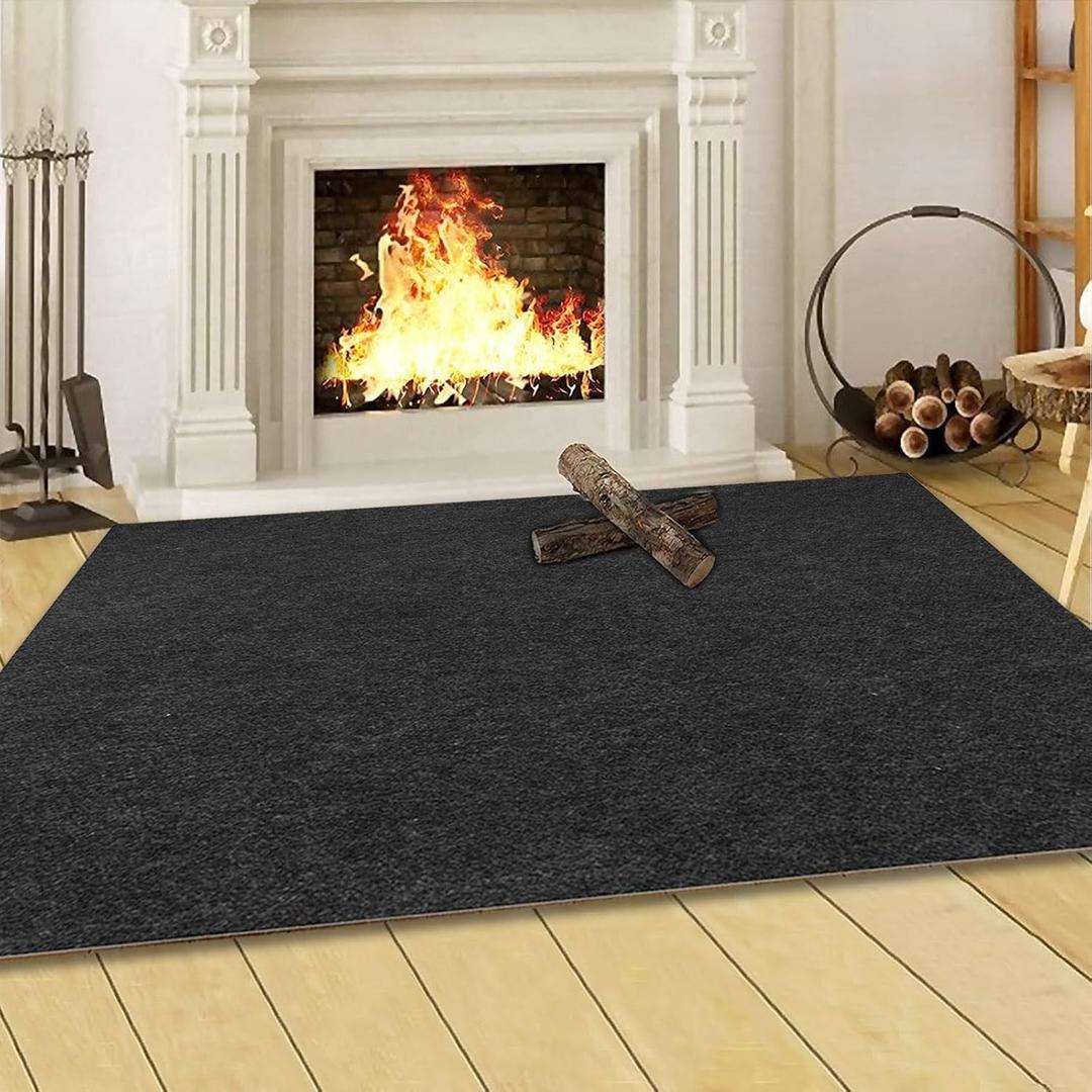 Fireproof Fireplace Hearth Rug Non Slip Protection Mat Flame Resistant Pad for Fireplace, Stove Protection (36" x 72")