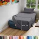 Air Mattress Sheet Set for Twin Size - 3 Piece Breathable & Cooling Sheets w/Extra Deep Pockets - Fits Inflatable & Blow Up Air Mattresses Up to 24 Inches Thick - Soft and Wrinkle Free - Dark Grey