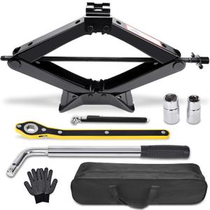 Scissor Car Jack 3 Ton (6610 lbs) Tire Changing Kit with Lug Wrench - Emergency Kit for Car, SUV, MPV