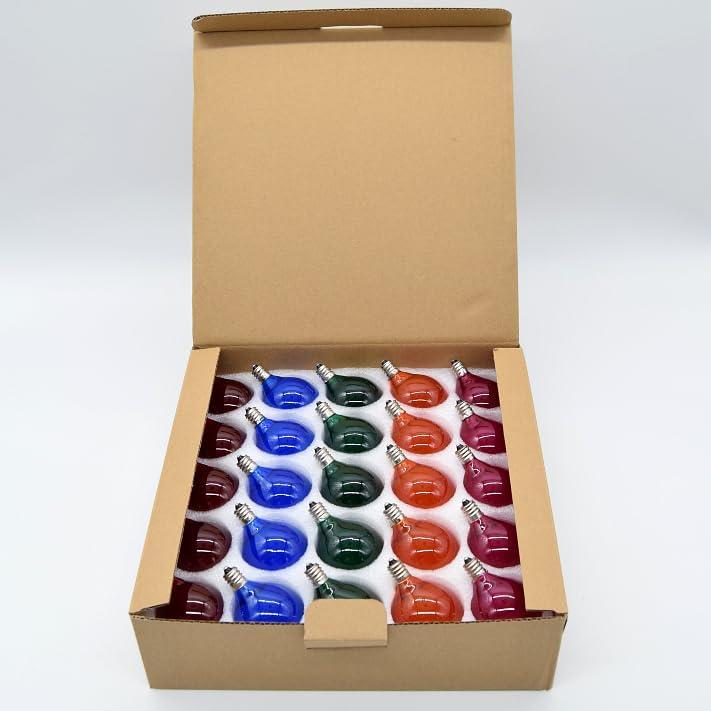 Hometown Evolution, Inc. Box of 25 G50 Assorted Satin Pearl 2 Inch 7 Watt C7 (E12) 3/8" Base Replacement Bulbs