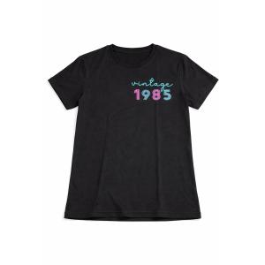 T-Shirt Woman Vintage 1985, Size S, Black