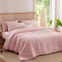 Nayoroom Gingham Comforter Set Queen Size Pink Plaid Checkered Comforter 3 Pieces Soft Lightweight Grid Dorm Bedding Set for All Seasons (1 Comforter, 2 Pillowcases)