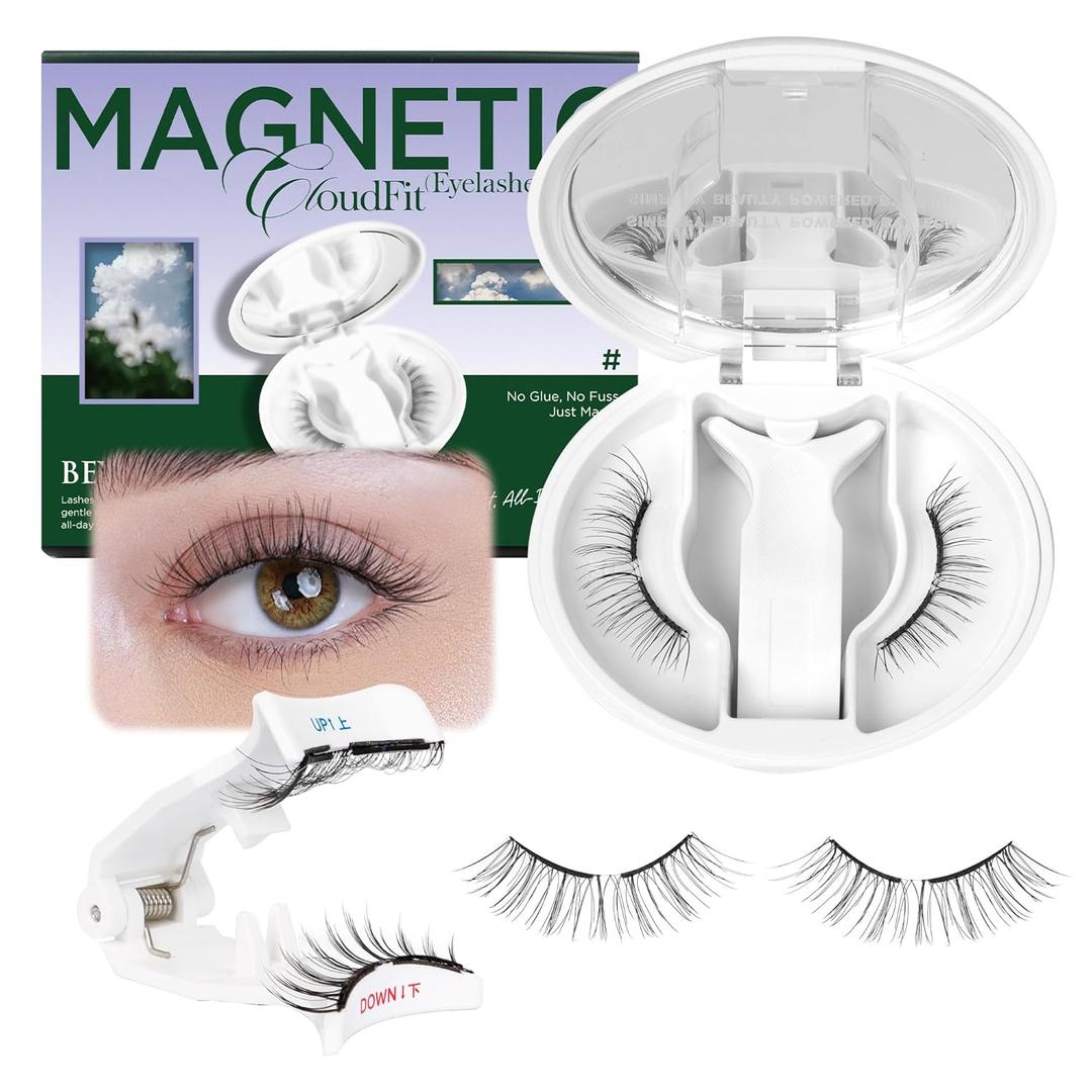 BEYELIAN Portable Magnetic Eyelashes with Applicator Kit All-In-One Box, Upgrade Soft Reusable Magnetic Lashes, No Glue Needed False Eyelashes for Eye YT19 (Lightweight & Comfortable)