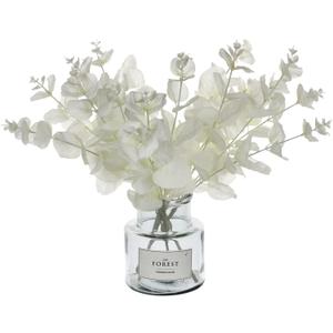 Tinsow 5 Pcs Artificial Eucalyptus Branches Real Touch Leaf Stem White Faux Eucalyptuses Wedding Bouquet Centerpiece Christmas Home Decor (White and Beige Mix, 5)