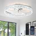Depuley Modern Ceiling Fan with Light: 20-Inch LED Low Profile Ceiling Fan with Light and Remote Control App Flush Mount Ultra Quiet Reversible 6 Speeds - White Small Fans for Bedroom Indoor Outdoor