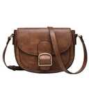 Kasqo Crossbody Bag for Women,Vegan Leather Fashion Small Shoulder Bag Ladies Handbag Saddle Purse with Adjustable Strap Brown