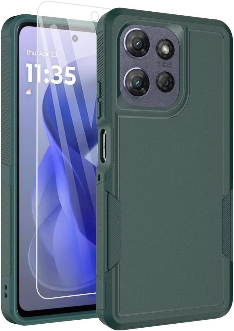 Dahkoiz for Motorola Moto G Power 5G 2025 Case with Glass Screen Protector, 15ft Military-Grade Drop Protection, Dual Layer Full Body Shockproof Phone Case, Green