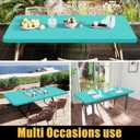 Smiry Rectangle Tablecloth, Elastic Fitted Flannel Backed Vinyl Tablecloths for 6ft Folding Tables, Waterproof Wipeable Table Covers for Indoor, Outdoor, Picnic and Camping (Teal, 36"x72")