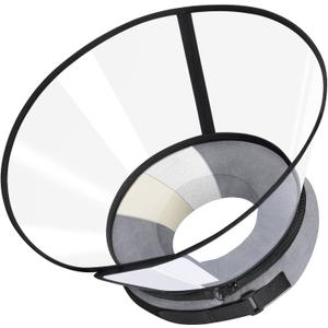 Sponge Core Dog Cone, Inflatable Dog Cone Collar Alternative, Dogs Donut Collar After Surgery, Soft Cone for Large Medium Small Dogs to Stop Licking, No Inflation Required, Clear View(Size 7, Gray) (Size 7(Neck: 18.0"- 20.0"))