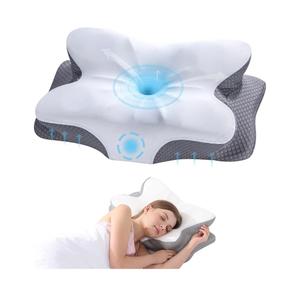 Cervical Neck Pillow - Memory Foam Pillow for Neck Support and Pain Relief, Ergonomic Contour Pillow for Side Back and Stomach Sleepers, Soft and Cooling Ice Silk Washable Pillowcase