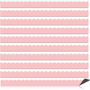 30 Pcs Magnetic Borders for Classroom Whiteboard - Light Pink Magnetic Bulletin Board Border Set - Scalloped Chalkboard Border Strips for Teachers, Parents, DIY Home,School & Office Decoration
