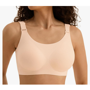 Wireless Full Coverage Bras for Older Women, No Underwire Comfortable Bralette with Support, Seamless Padded Bra, 4XL