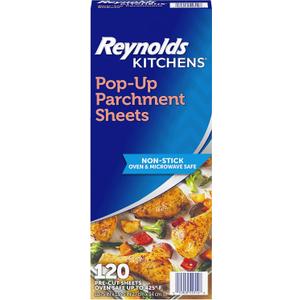 Reynolds Kitchens Pop-Up Parchment Paper Sheets, 10.7x13.75 Inch, 120 Sheets, 120 Count