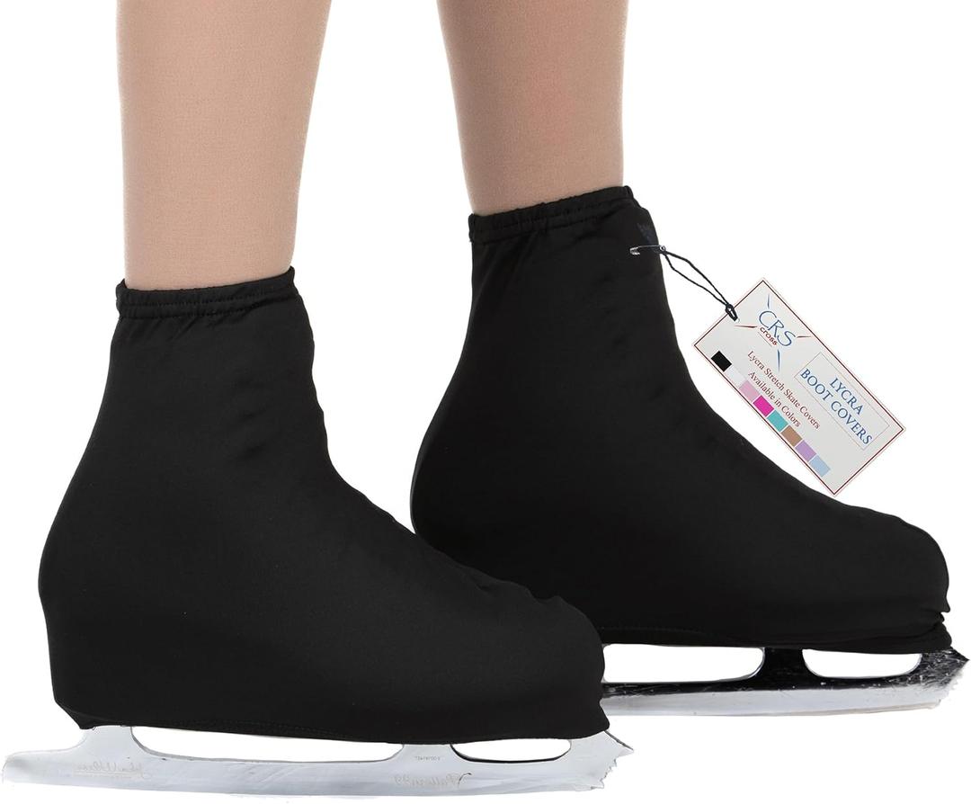 CRS Cross Skating Boot Covers Lycra Ice Skate Covers. Performance Ready Protection for Figure Skates, Ice Skating, Roller Skates. (Youth, Black)