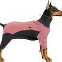 Dog Winter Coat, Warm Fleece Jacket, Windproof Pullover Bodysuit, Fullbody Pajamas Onesie, Cold Weather Clothes for Medium Large Dog (Small, Pink)