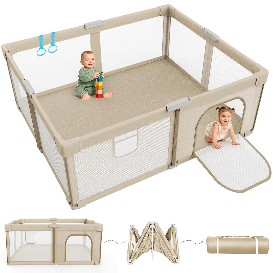 Foldable Baby Playpen 71 x 59 Inch, Large Playpen for Babies and Toddlers