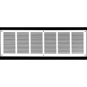 HVAC Premium 30'' x 6'' [Duct Opening] Flat Stamped Steel Return Air Grille - Sidewall and Ceiling - HVAC Vent Duct Cover - White [Outer Dimensions: 31.75''w X 7.75''h]