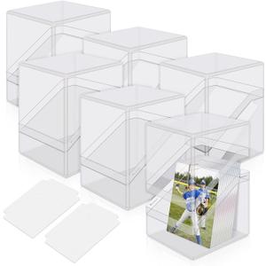 Mlikero Card Deck Cases, 6 Pack Acrylic Commander Deck Box Holding 100+ Sleeved Cards with 6 Dividers, Clear Card Storage Box Fit for MTG, TCG, Sports Cards