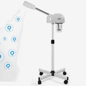 Stand Professional Ozone Facial Steamer with Touch Control, Adjustable Height & Rolling Base, 360 Rotatable Nozzle, Hot Mist Function, Use for Home, Salon SPA (White)