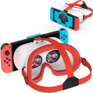 DEVASO Upgraded VR Headset for Nintendo Switch & Switch OLED Model, Switch Virtual Reality Glasses with Adjustable HD Lenses and Comfortable Head Strap, Labo VR Kit Accessories, Cool Stuff for Boys (Orange&White)
