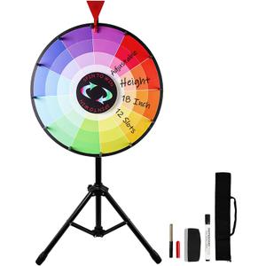 18 Inch Spin The Wheel Game with Stand Prize Wheel Height Adjustable 12 Slots Color Dry Erase Spin Wheel Spinner Game with Dry Erase & Marker Pen for Trade Show Fortune Spinning Game