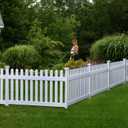 3ft H x 6ft W (1 Panel + 1 Post) No Dig WamBam Newport Fence Kit, White Vinyl Picket Fences, Easy Install Outdoor Fencing for Backyard or Patio, DIY Decorative Border, ZP19002
