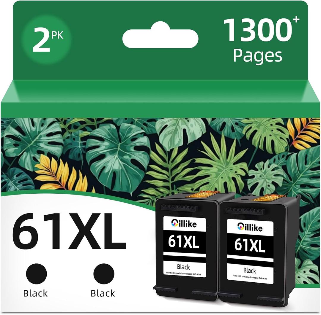 61 Black Ink Cartridge Replacement for HP 61 Ink for HP Ink 61 XL HP61 HP61XL Work with Envy 4500 5530 4502 4501 5535 Officejet 4630 4635 4632 Deskjet 1510 1512 1000 1010 3510 3050 2540 2542 Printer