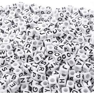 Augshy Letter Beads, 1200PCS Square Letter Beads for Bracelets Making Jewelry DIY Necklace Bracelet(6 mm)