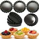 DATANYA 12Packs Mini Tart Pans 4 Inch Tart Pan Removable Bottom Round Nonstick Quiche Pan, Heavy Duty Fluted Side for Pies, Mousse Cakes, Dessert Baking