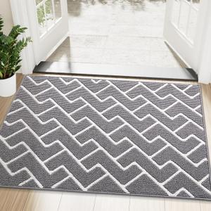 OLANLY Front Door Mat, Non-Slip Rubber Backing, Dirt Resistant and Absorbent, Washable, Easy to Clean Low-Profile Indoor Doormat for Back Door, Entryway, Inside Entrance, 48x32, Grey