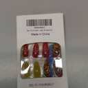 Christmas Press on Nails Medium Almond Fake Nails with Santa Claus Design Snowflake Glue on Nails Yellow Stick on Nail Red Xmas False Nail for Women Girls Winter Holiday Manicure 24pcs